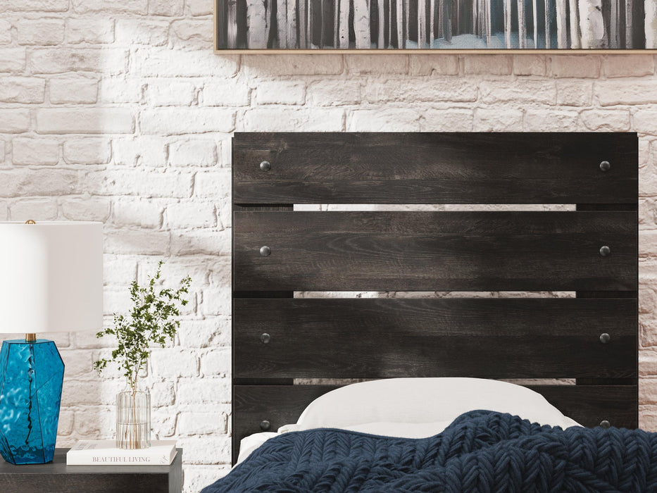 Delmorta Full Panel Storage Bed, Dresser, Mirror, Chest and Nightstand
