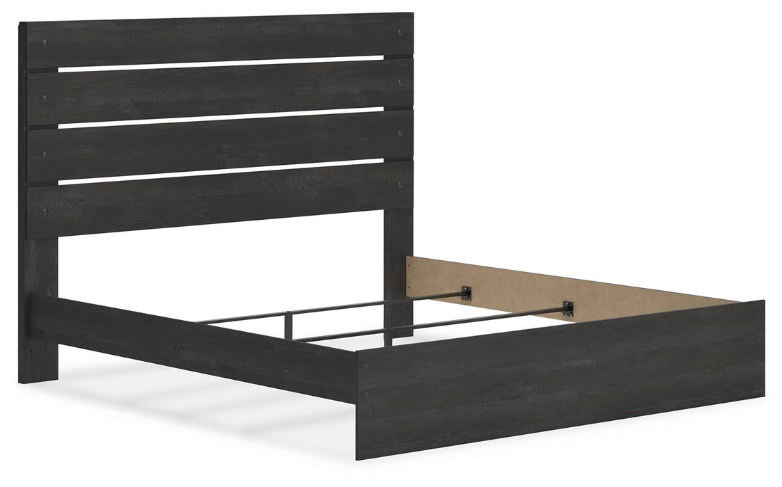 Delmorta King Panel Bed, Dresser, Mirror, Chest and Nightstand