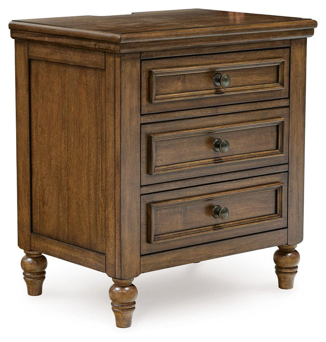 Sturlayne King Upholstered Panel Bed, Dresser, Mirror and Nightstand
