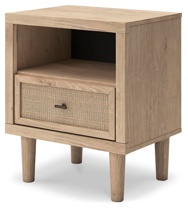 Cielden King Upholstered Bed with Roll Slats, Dresser, Mirror and Nightstand