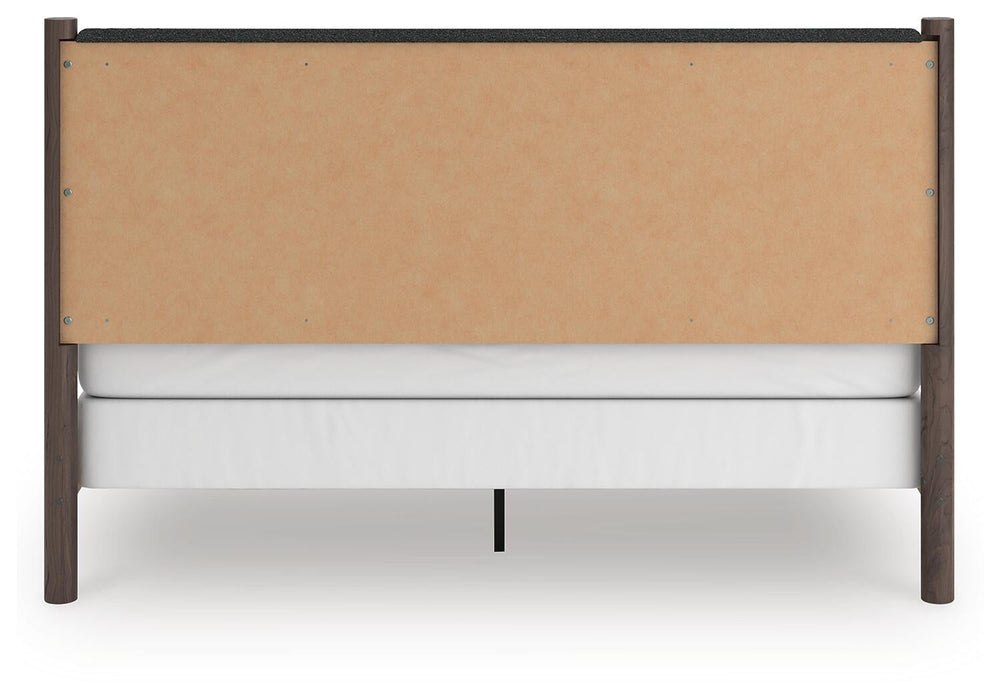 Cadmori King Upholstered Panel Bed, Dresser and Mirror