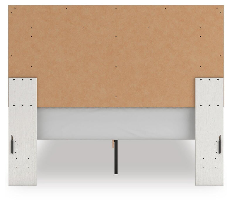 Birmonton Queen Upholstered Panel Platform Bed, Dresser and Mirror