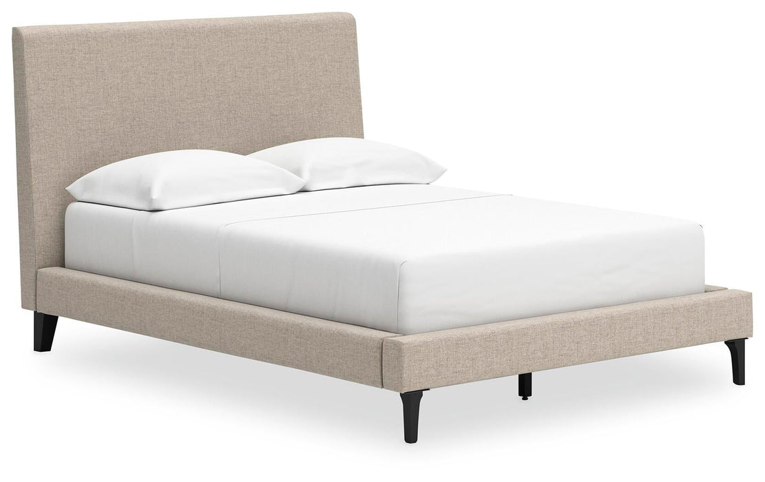 Cielden Full Upholstered Bed with Roll Slats, Dresser, Mirror, Chest and Nightstand