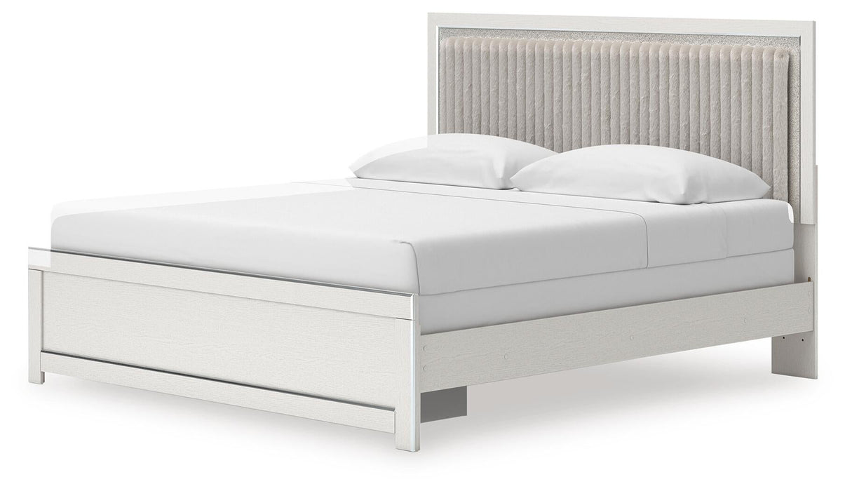 Birmonton King Upholstered Panel Bed, Dresser, Mirror, Chest and Nightstand
