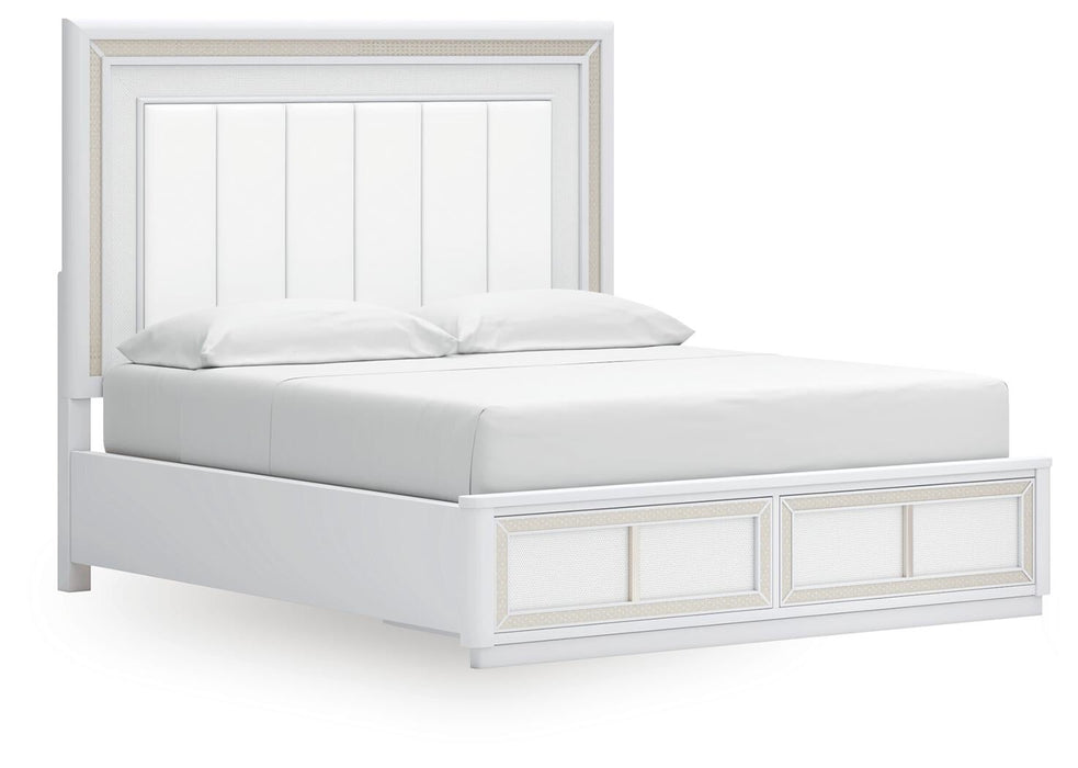 Chalanna King Upholstered Storage Bed, Dresser and Mirror