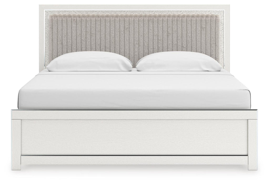 Birmonton King Upholstered Panel Bed, Dresser and Mirror