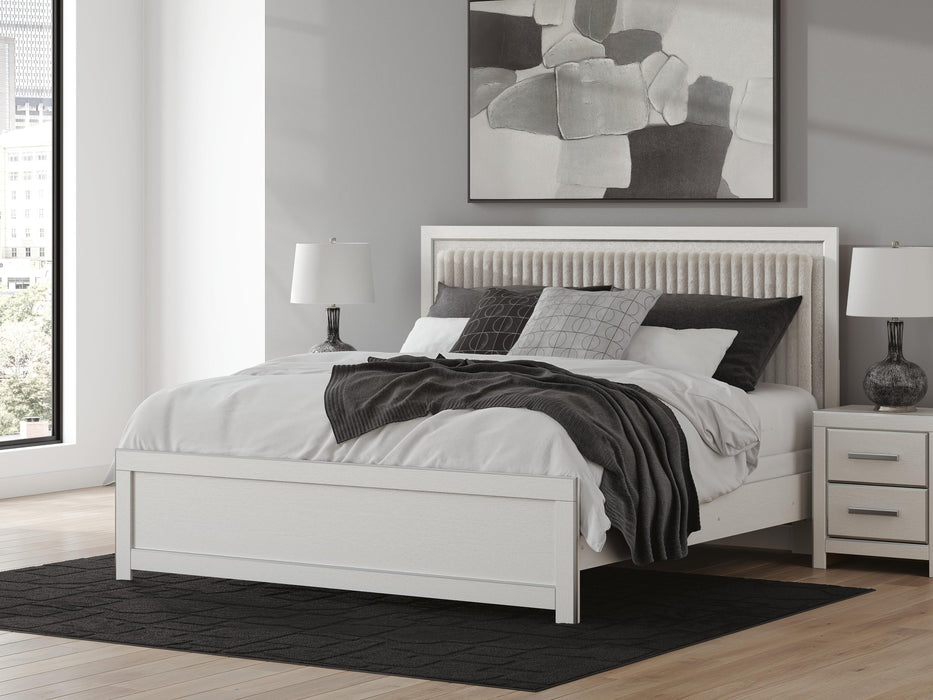 Birmonton King Upholstered Panel Bed, Dresser and Mirror