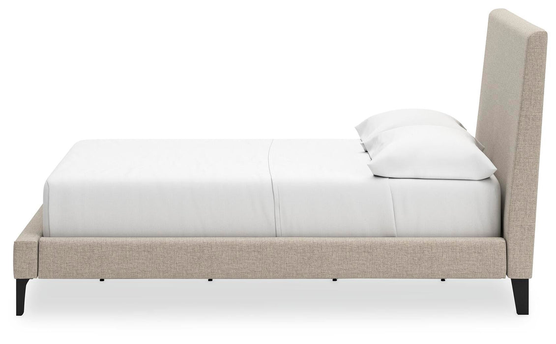 Cielden Full Upholstered Bed with Roll Slats, Dresser and Mirror
