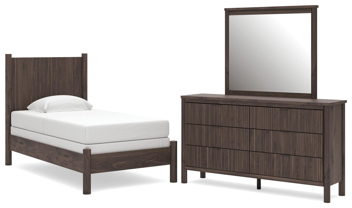 Cadmori Twin Panel Bed, Dresser and Mirror