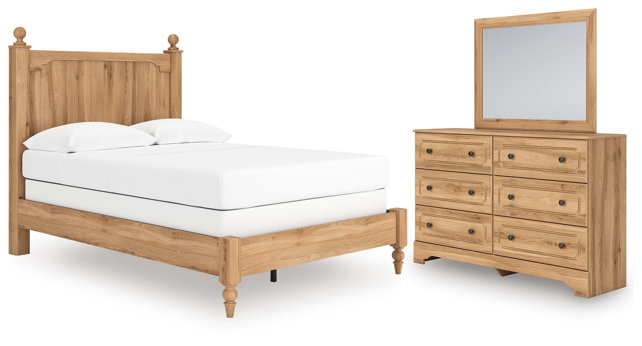 Galletyn Full Panel Bed with Mirrored Dresser