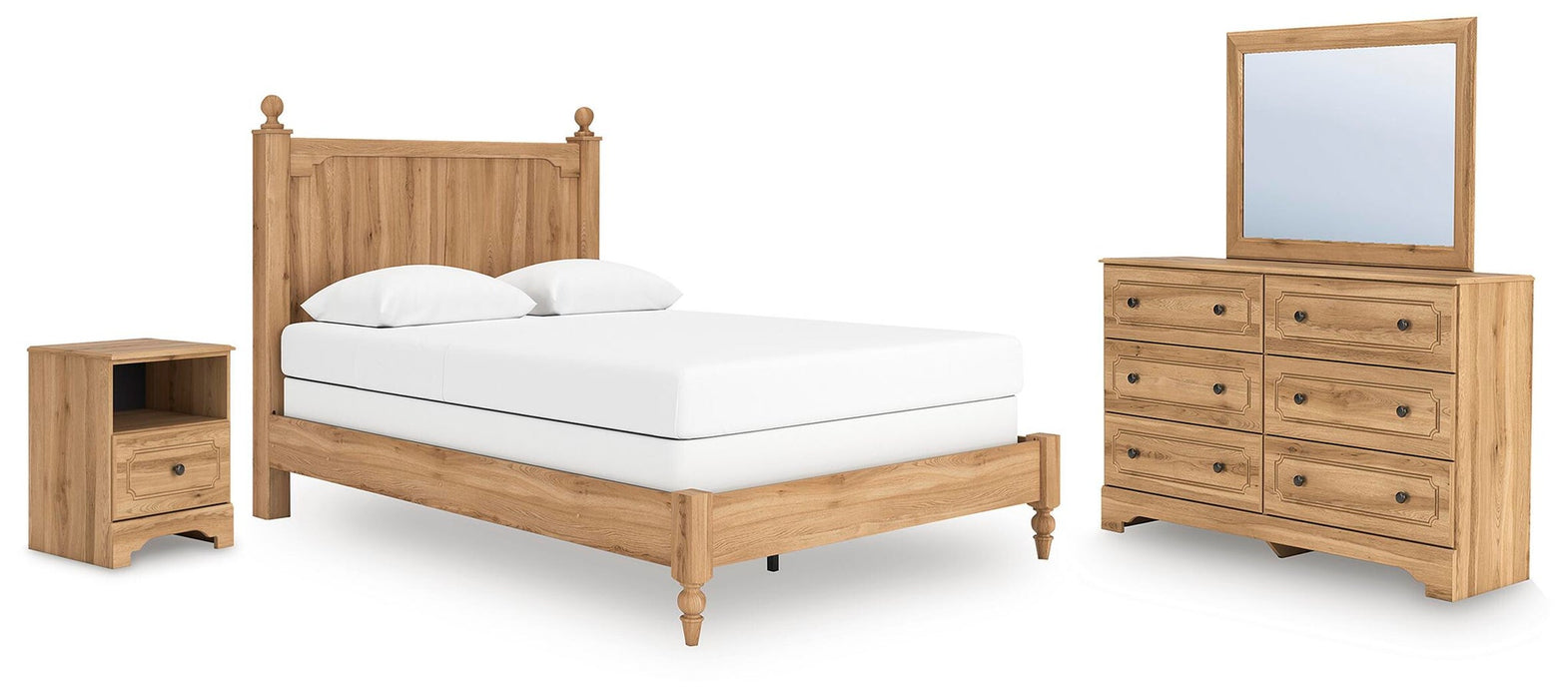 Galletyn Queen Panel Bed with Mirrored Dresser and Nightstand