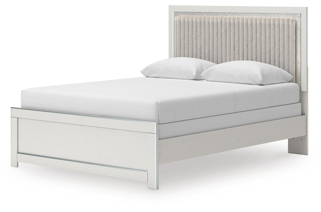 Birmonton Queen Upholstered Panel Bed, Dresser, Mirror and Nightstand