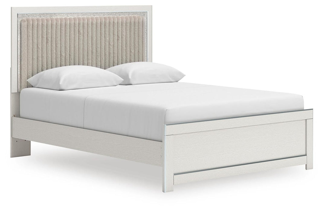 Birmonton Queen Upholstered Panel Platform Bed, Dresser, Mirror, Chest and Nightstand