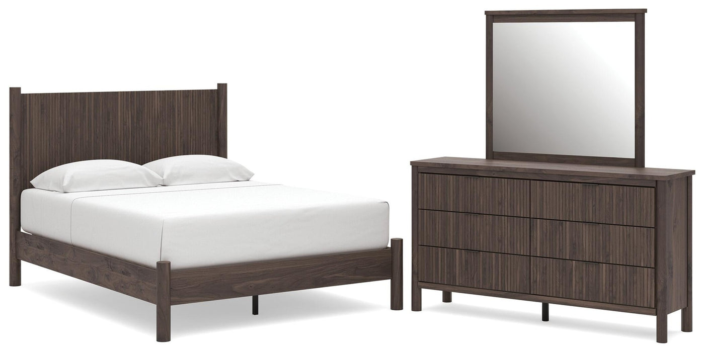 Cadmori Queen Panel Platform Bed, Dresser and Mirror