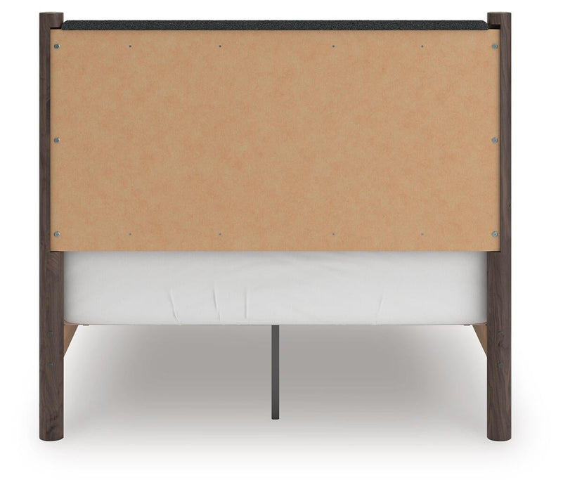 Cadmori Full Upholstered Panel Platform Bed, Dresser, Mirror, Chest and Nightstand