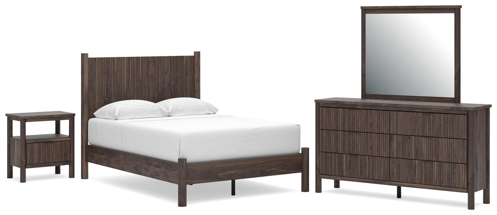 Cadmori Full Panel Platform Bed, Dresser, Mirror and Nightstand