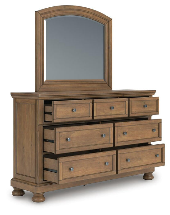 Vandenmore Queen Panel Bed with Mirrored Dresser and Nightstand