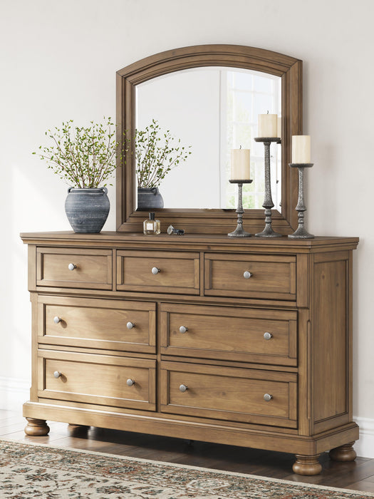 Vandenmore Queen Panel Bed with Mirrored Dresser and Nightstand