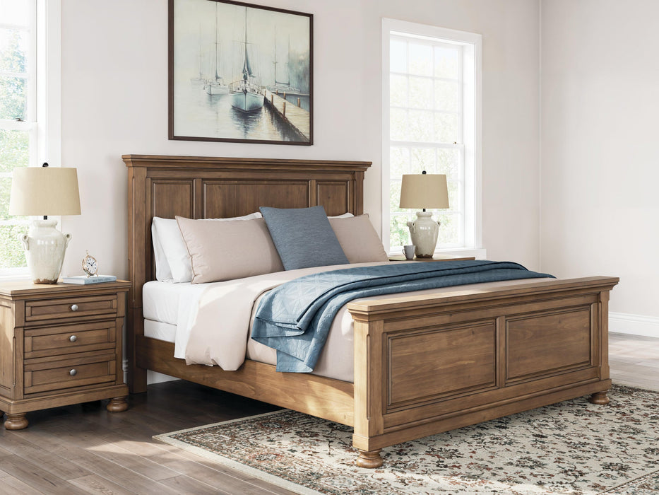Vandenmore King Panel Bed with Mirrored Dresser and Nightstand