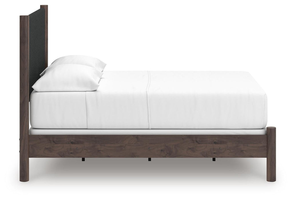 Cadmori Full Upholstered Panel Bed, Dresser and Mirror