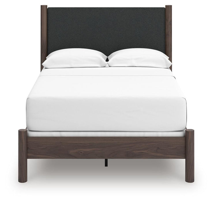 Cadmori Full Upholstered Panel Bed, Dresser, Mirror, Chest and Nightstand