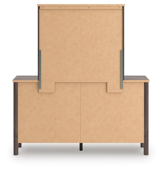 Cadmori Queen Upholstered Panel Platform Bed, Dresser, Mirror, Chest and Nightstand