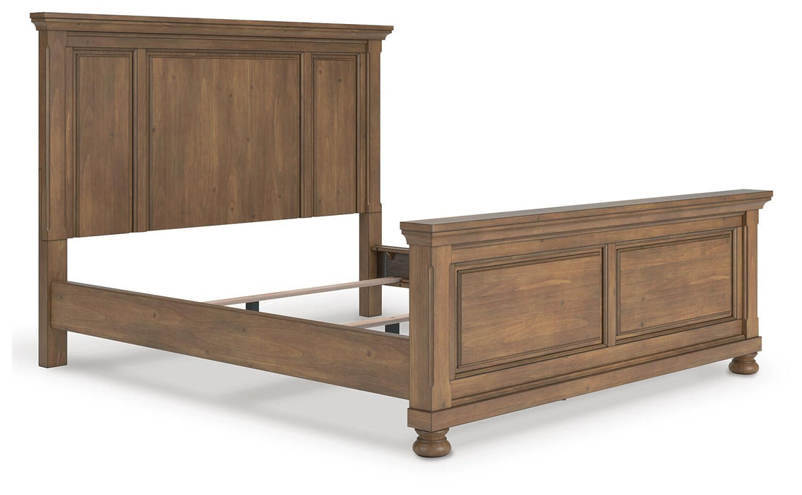 Vandenmore California King Panel Bed with Mirrored Dresser, Chest and Nightstand
