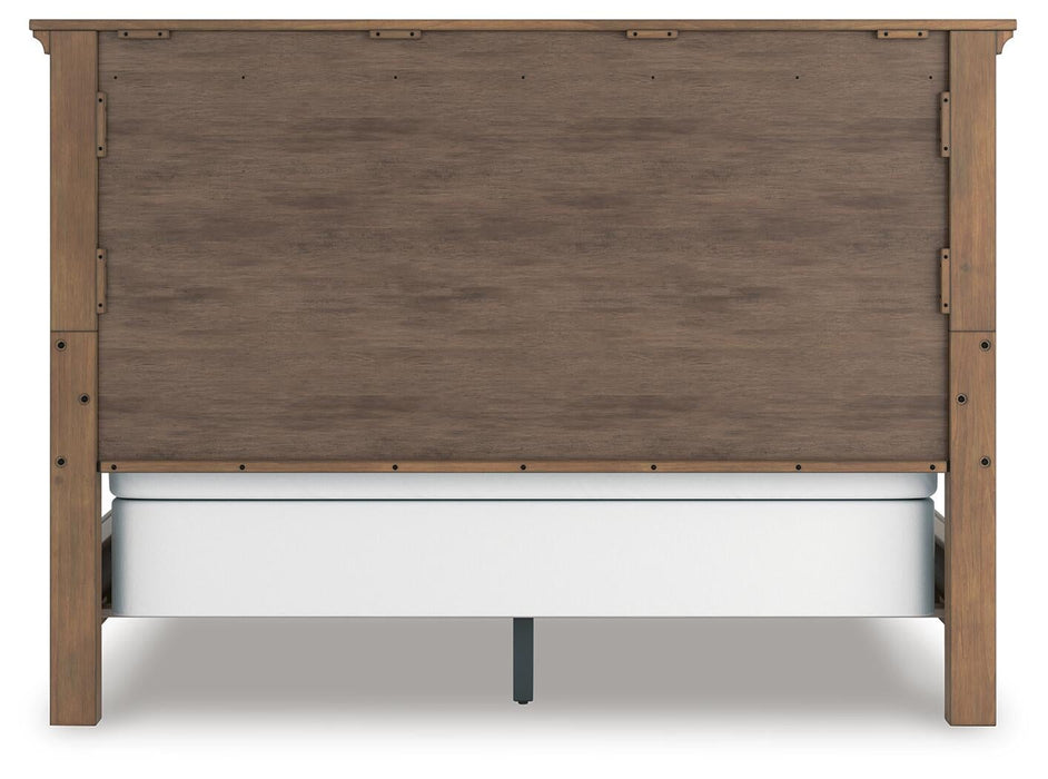 Vandenmore California King Panel Bed with Mirrored Dresser, Chest and Nightstand