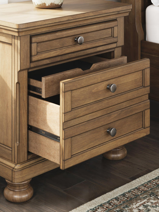 Vandenmore California King Panel Bed with Mirrored Dresser, Chest and Nightstand