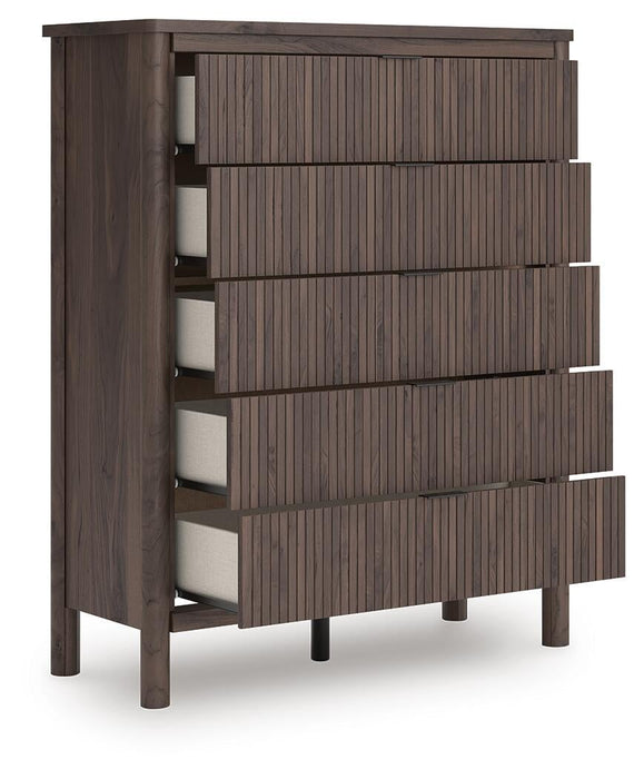 Cadmori King Panel Platform Bed, Dresser, Mirror, Chest and Nightstand