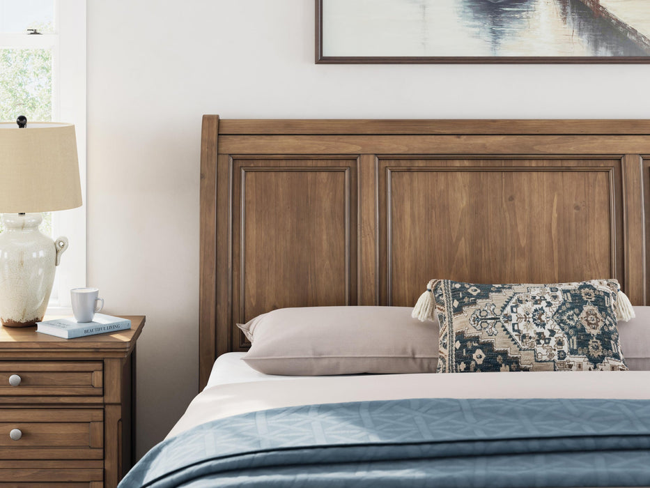 Vandenmore California King Storage Sleigh Bed with Mirrored Dresser