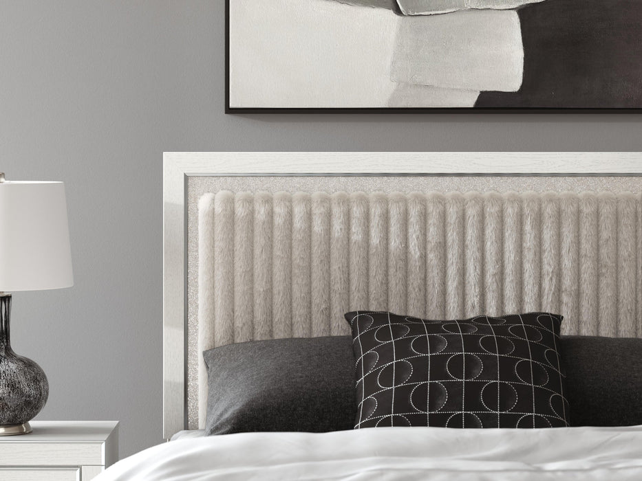 Birmonton Queen Upholstered Panel Platform Storage Bed, Dresser, Mirror, Chest and Nightstand