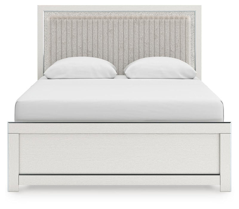 Birmonton Queen Upholstered Panel Bed, Dresser and Mirror