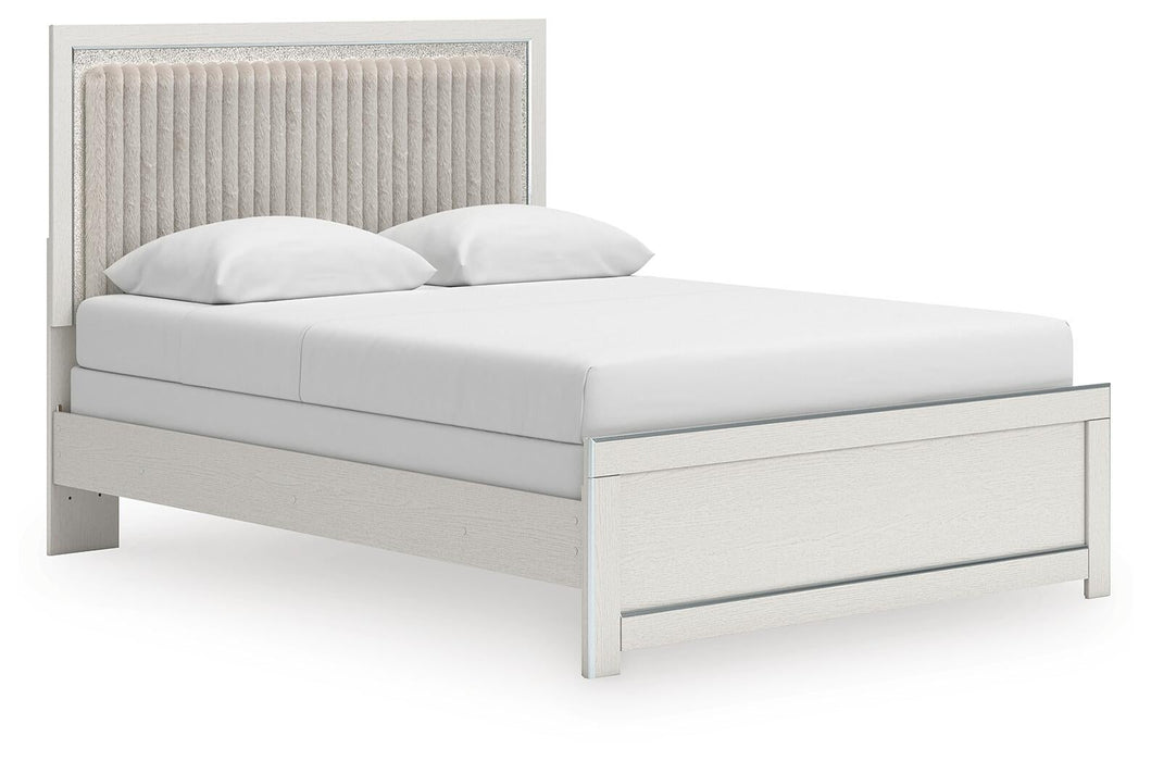Birmonton Queen Upholstered Panel Bed, Dresser and Mirror