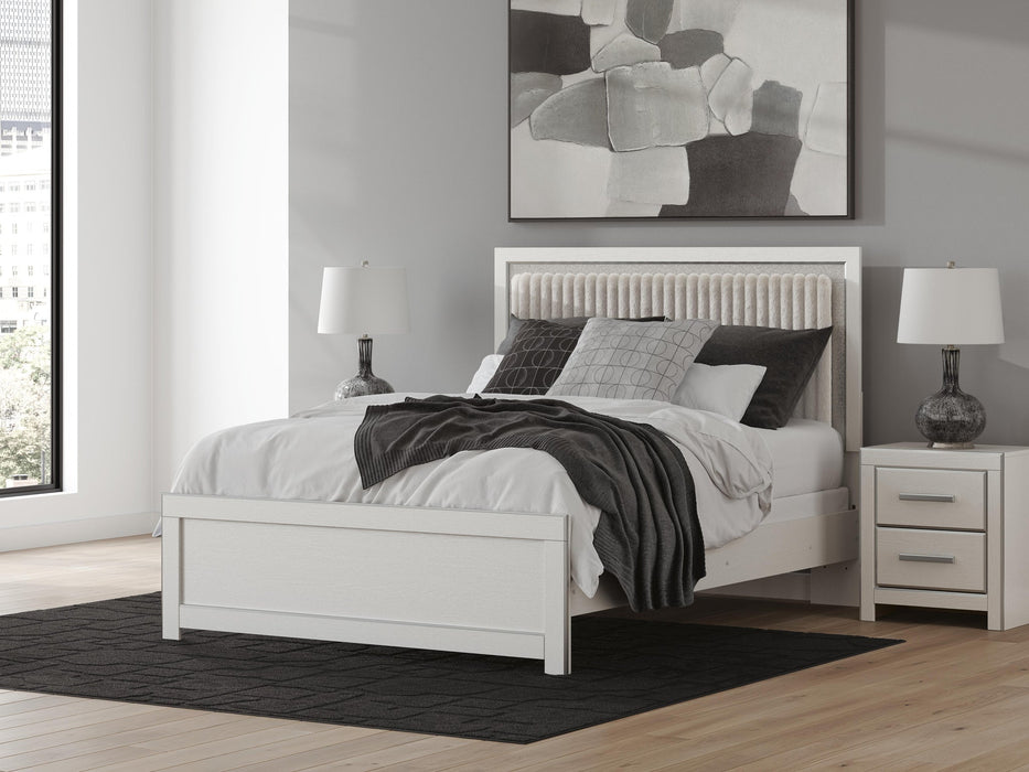Birmonton Queen Upholstered Panel Bed, Dresser and Mirror
