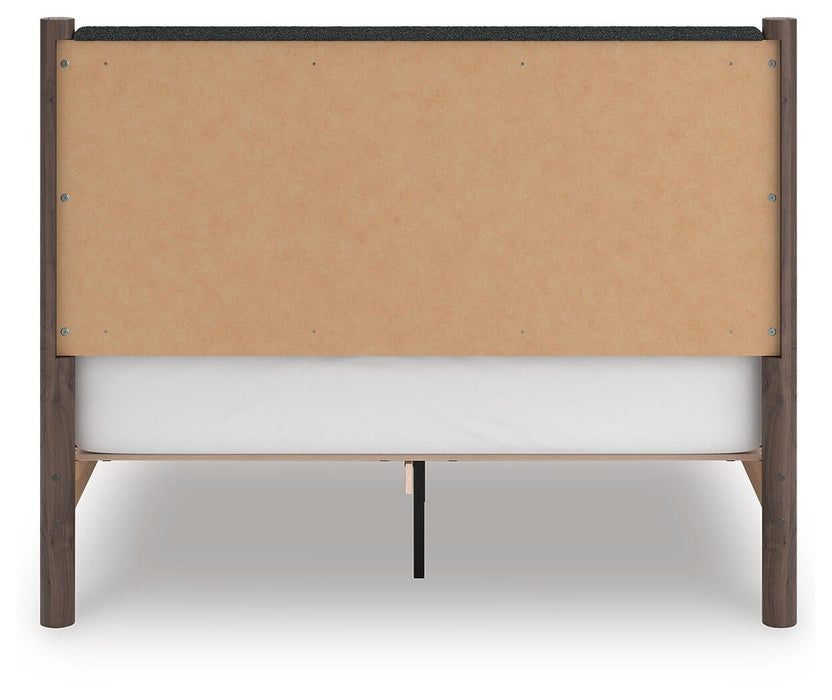 Cadmori Queen Upholstered Panel Platform Bed, Dresser and Mirror