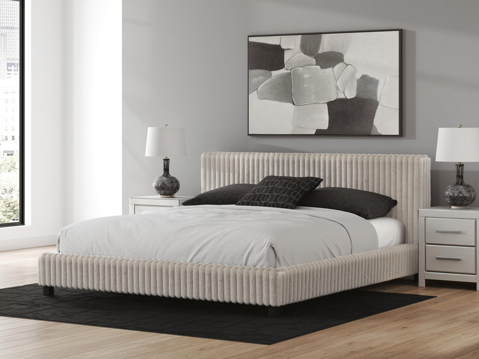 Birmonton California King Upholstered Bed, Dresser and Mirror