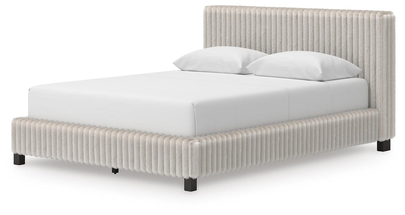Birmonton Queen Upholstered Bed, Dresser and Mirror