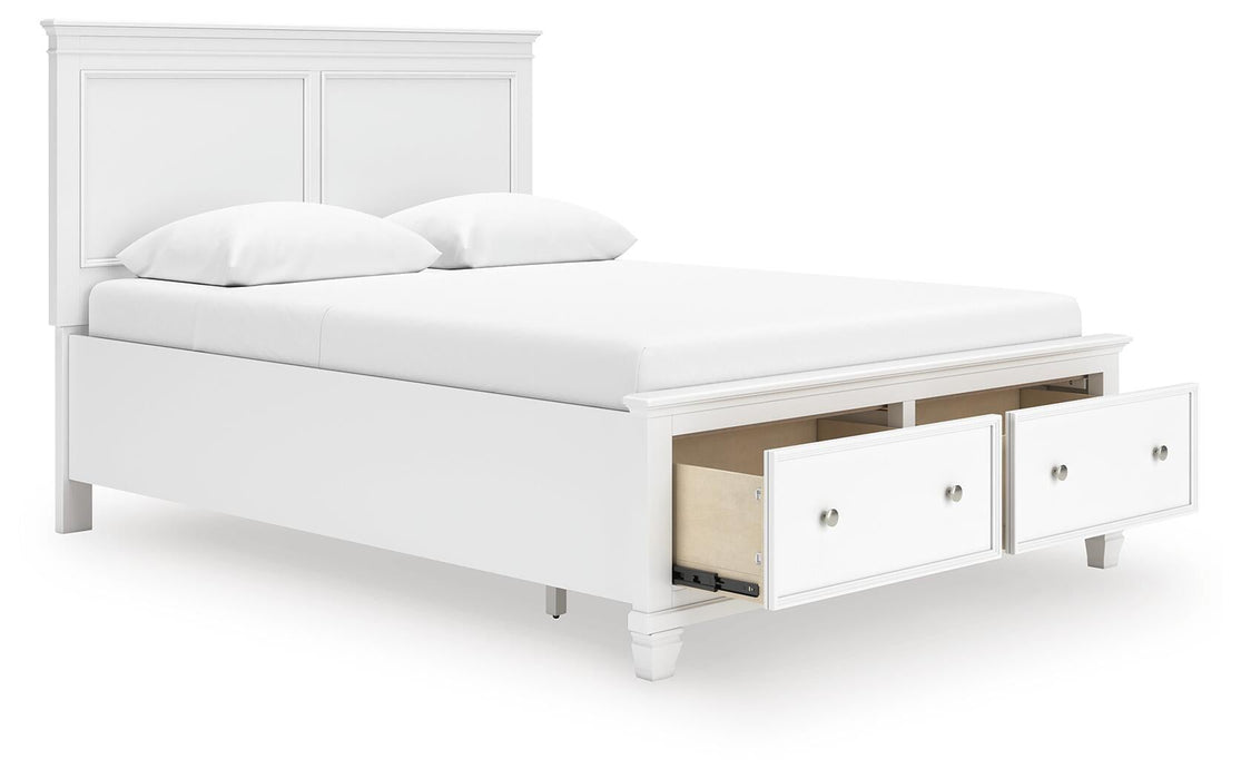 Fortman Queen Panel Storage Bed with Mirrored Dresser and Nightstand