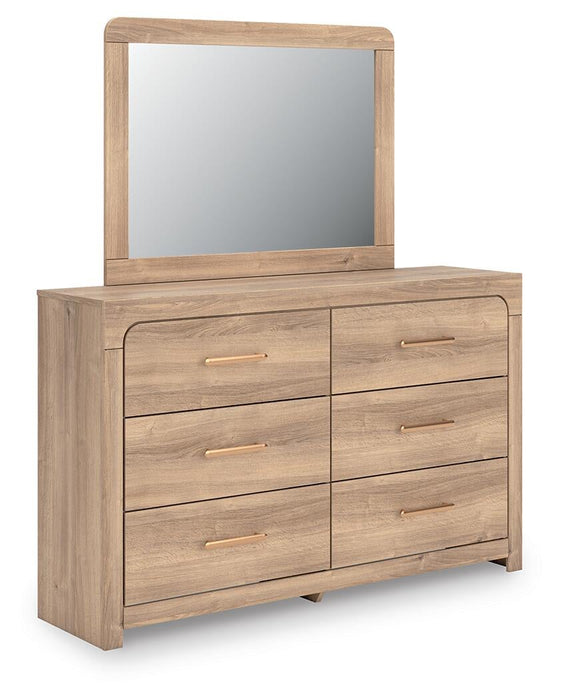 Hollymount King Upholstered Panel Bed, Dresser, Mirror and Nightstand