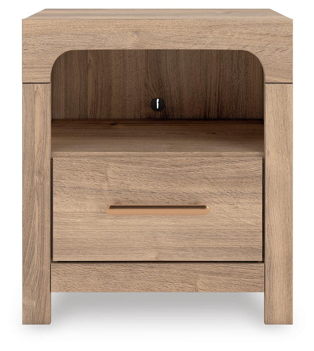 Hollymount King Upholstered Panel Bed, Dresser, Mirror and Nightstand