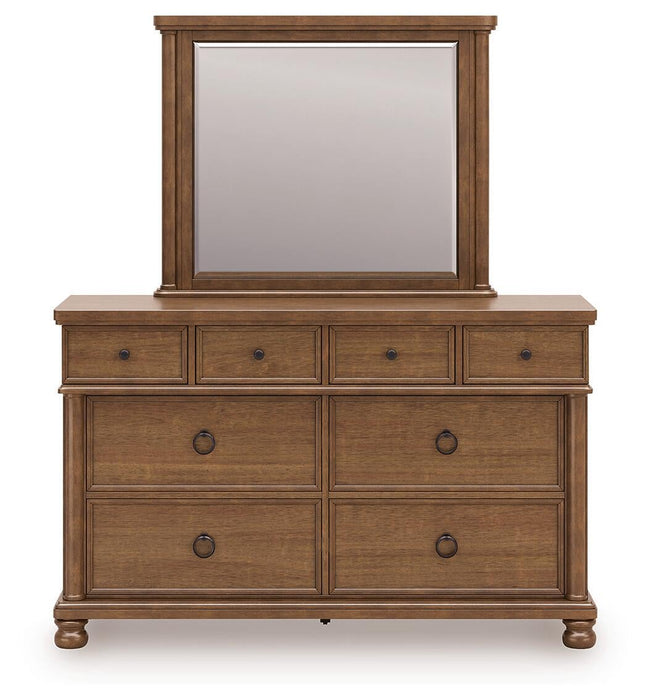 Chadworth Queen Poster Bed with Mirrored Dresser