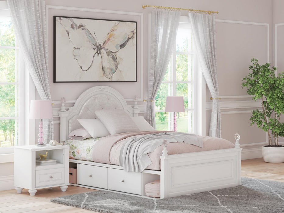 Maylilly Full Upholstered Panel Storage Bed, Dresser, Mirror and Nightstand