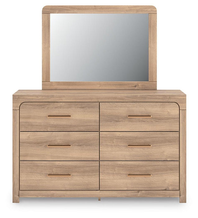 Hollymount King Upholstered Platform Bed, Dresser and Mirror