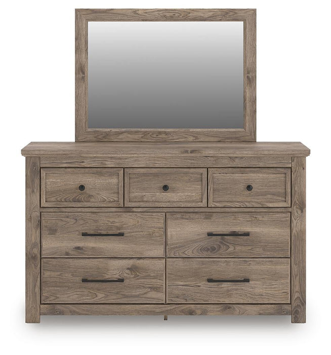 Keithland Queen Poster Bed with Mirrored Dresser and Nightstand