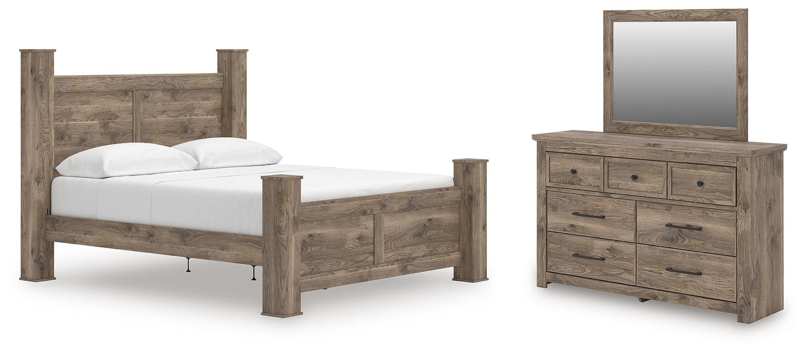Keithland King Poster Bed, Dresser and Mirror