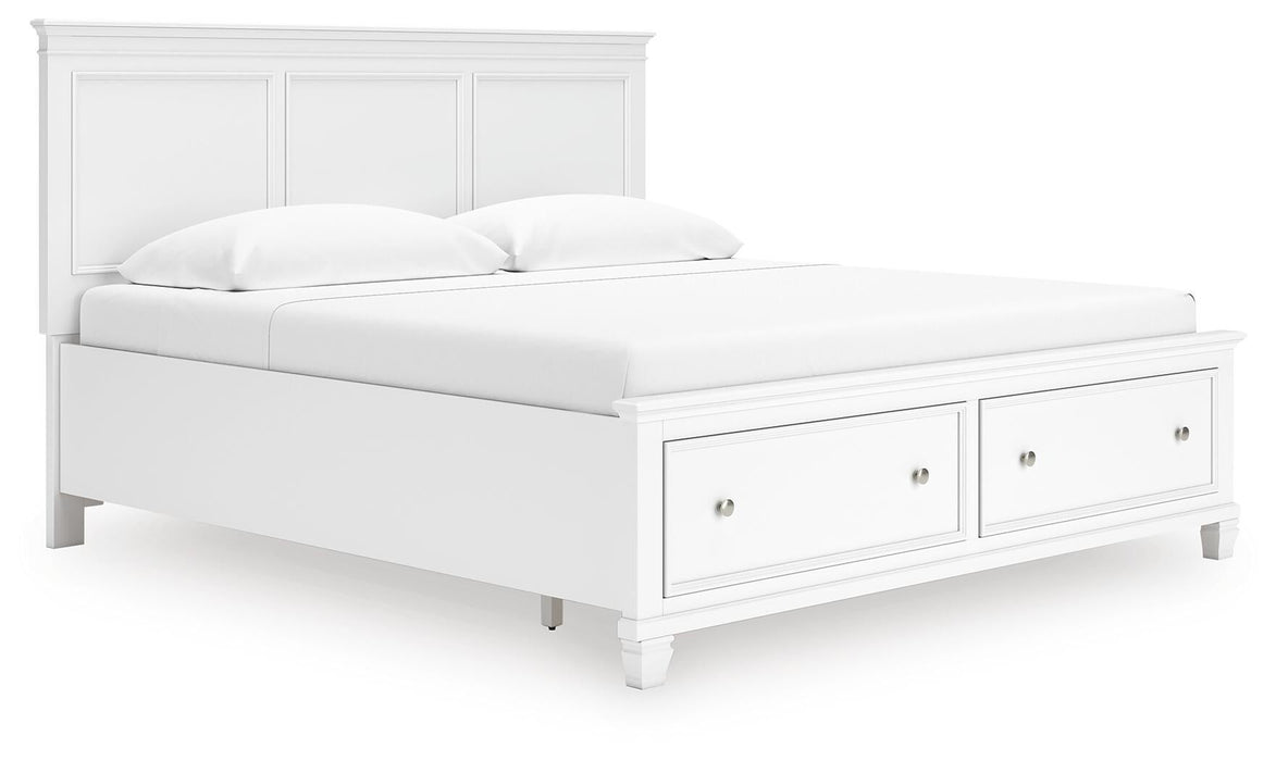 Fortman King Panel Storage Bed with Mirrored Dresser