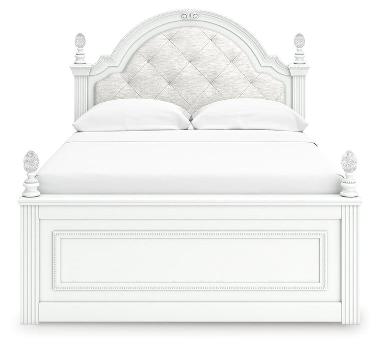 Maylilly Full Upholstered Panel Bed, Dresser, Mirror and Nightstand