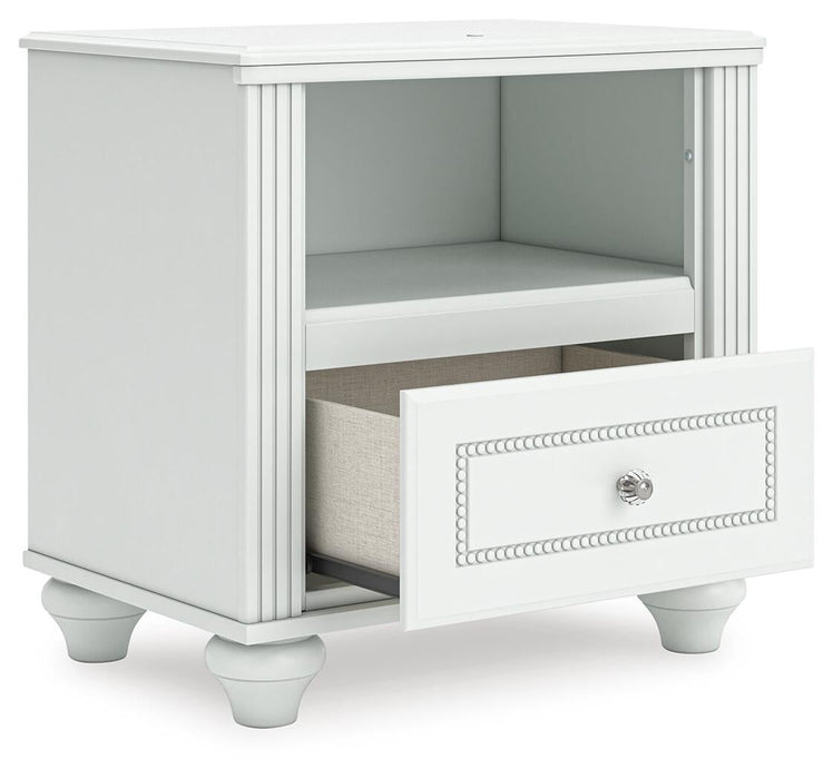 Maylilly Full Upholstered Panel Bed, Dresser, Mirror and Nightstand
