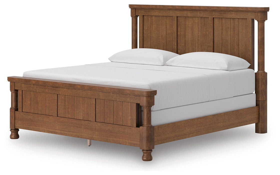 Chadworth California King Poster Bed with Mirrored Dresser and Nightstand